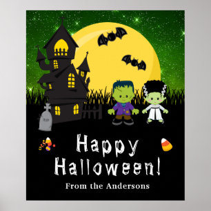 Poster SYMBOLE Halloween Monstres Green Party