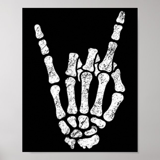 Poster Symbole Halloween Rock Hand Sign Skeleton Rock N R (Devant)