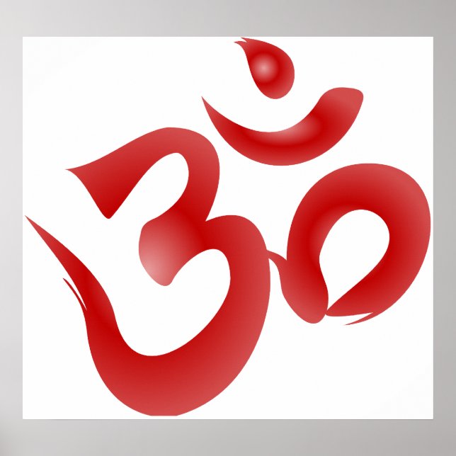 Poster Symbole hindou rouge Om Aum Devanagari Calligraphi (Devant)