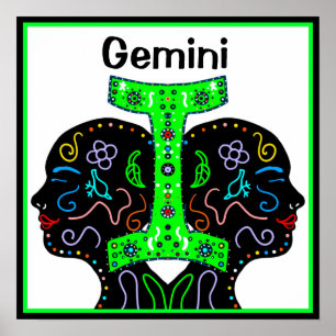 Poster Symbole Horoscope Gemini Main Drag
