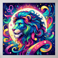 Symbole Horoscope Leo | Art Lion coloré
