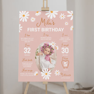 Poster Symbole Jalon de 1er anniversaire de la marguerite