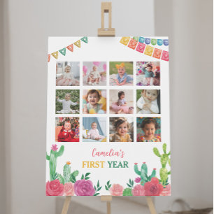 Poster SYMBOLE JALON FIesta Cactus Fille 1er anniversaire
