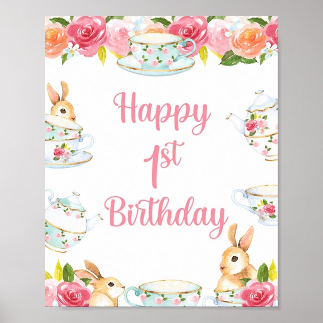 Poster SYMBOLE Joyeux 1ER ANNIVERSAIRE DE LA FÊTE DU THÉ (Devant)