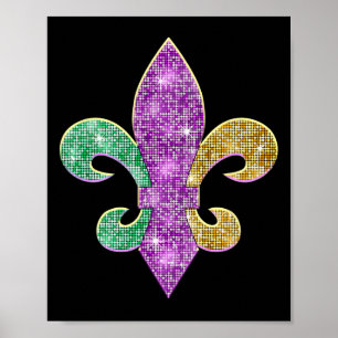 Poster Symbole Mardi Gras Fleur De Lis Carnaval Louisiane
