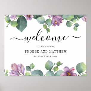 Poster SYMBOLE Mariage D'Accueil Floral Eucalyptus Callig