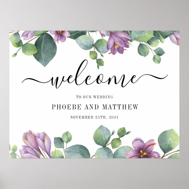 Poster SYMBOLE Mariage D'Accueil Floral Eucalyptus Callig (Devant)