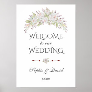 Poster Symbole Mariage de bienvenue des fleurs blanches