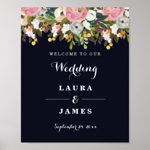 Poster SYMBOLE Mariage DE BIENVENUE Fleur botanique marin