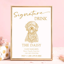 Poster Symbole Mariage de chien Goldendoodle Signet boiss