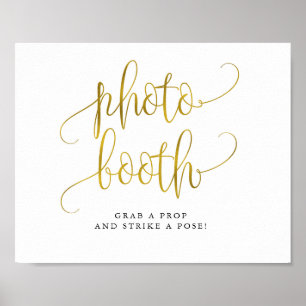 Poster Symbole mariage de la cabine photo en or de typogr