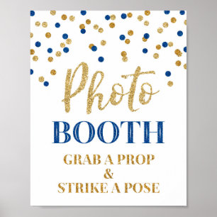 Poster Symbole Mariage de la cabine photo Gold Blue Confe