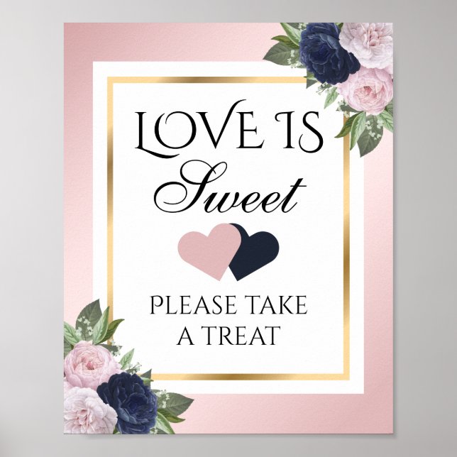 Poster Symbole Mariage de la Marine et Blush Floral Love  (Devant)