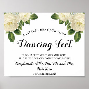 Poster Symbole Mariage des tongs de danse des Roses blanc