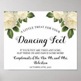 Poster Symbole Mariage des tongs de danse des Roses blanc