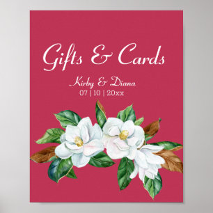 Poster Symbole Mariage du Bouquet Magenta Magnolia