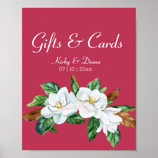 Poster Symbole Mariage du Bouquet Magenta Magnolia (Devant)