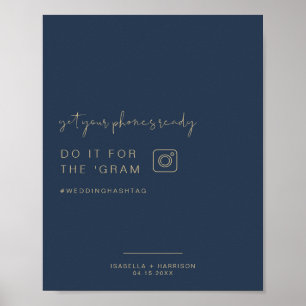 Poster SYMBOLE Mariage DU Hashtag Marine & Gold Instagram