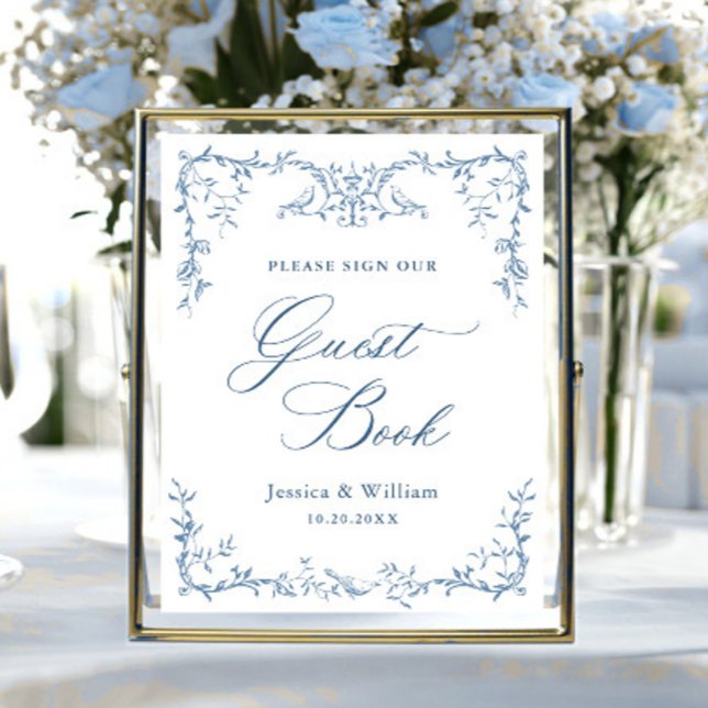 Poster SYMBOLE Mariage DU LIVRE D'HÔTE Bleu ORNÉ Victorie (Créateur téléchargé)