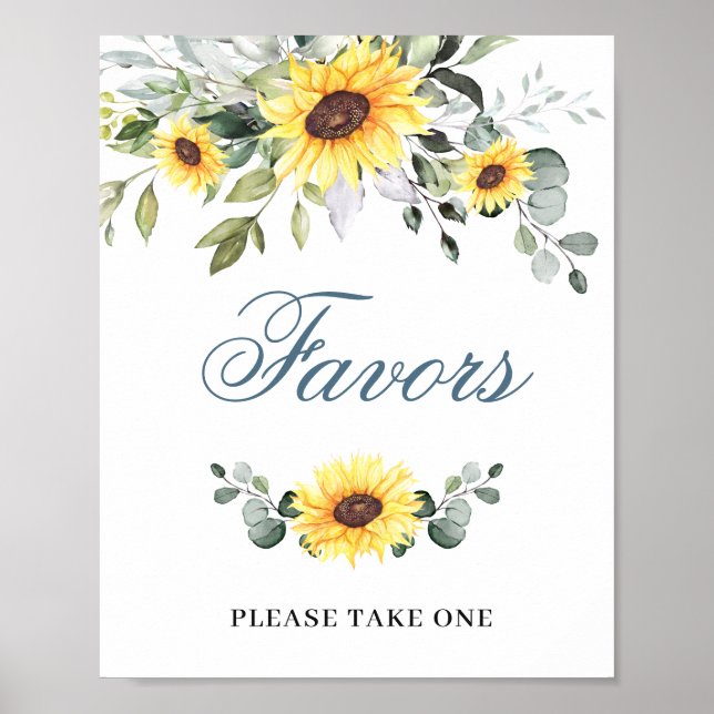 Poster SYMBOLE Mariage Élégant Tournesol Eucalyptus Faveu (Devant)