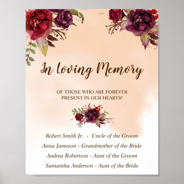Poster SYMBOLE Mariage En Mémoire Amoureuse Fleurs Bourgo (Devant)