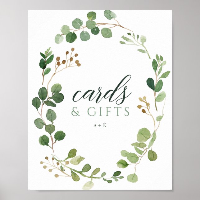 Poster Symbole mariage Eucalyptus Green Cards & Cadeaux (Devant)