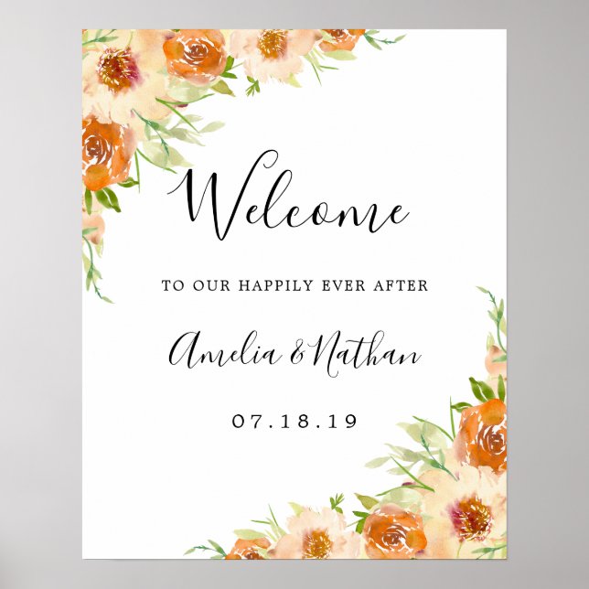 Poster SYMBOLE Mariage Floral Aquarelle Été (Devant)