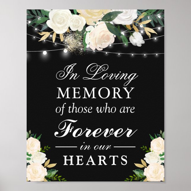 Poster Symbole Mariage floral blanc en ivoire en mémoire  (Devant)