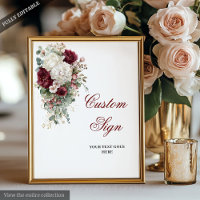 SYMBOLE Mariage Floral Élégant Boho Burgundy Blanc