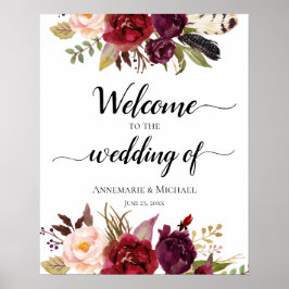 Poster SYMBOLE Mariage Floral Marsala Boho