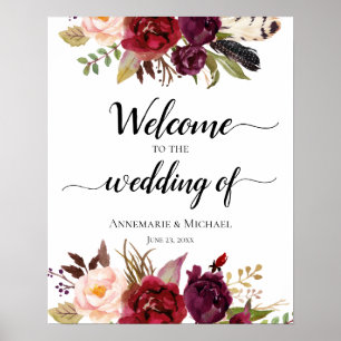 Poster SYMBOLE Mariage Floral Marsala Boho