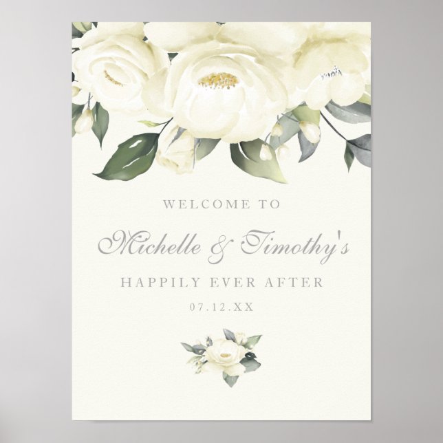 Poster SYMBOLE Mariage Floral Rose blanche (Devant)