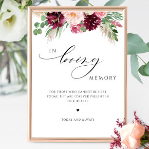 Poster SYMBOLE Mariage Floral Rose Bourgogne