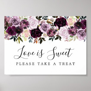 Poster Symbole Mariage mauve et rose