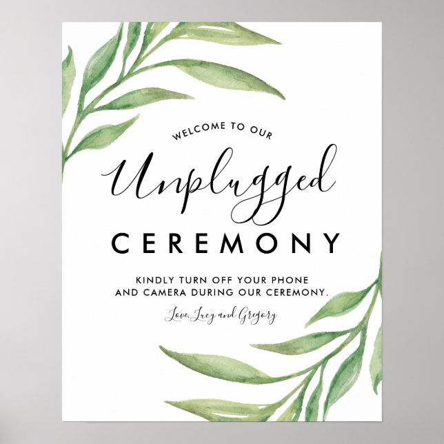 Poster SYMBOLE Mariage NON BOUGÉ Feuilles Botaniques Aqua (Devant)