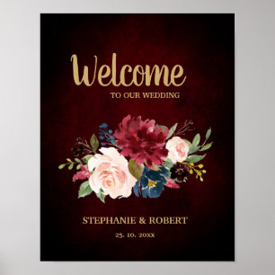 Poster SYMBOLE Mariage Rustique Boho de la Marine Rouge d
