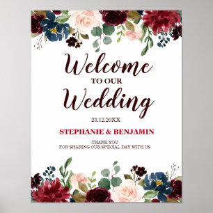 Poster SYMBOLE Mariage Rustique Boho de la Marine Rouge d