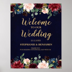 Poster SYMBOLE Mariage Rustique Boho de la Marine Rouge d