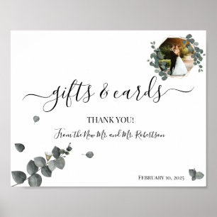 Poster Symbole Mariage vert Eucalyptus Cadeaux et Cartes