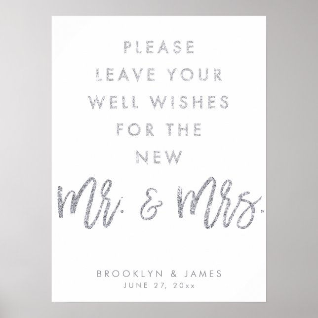 Poster Symbole Mariage Well Wings Silver And White (Devant)