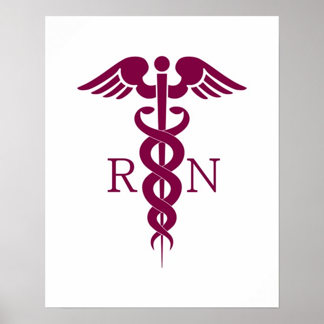 Poster Symbole Médicale simple Red Caduceus Nurse (Devant)