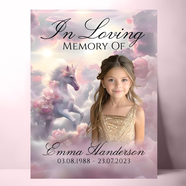 Poster Symbole mémorial Unicorn enchanté personnalisable (Create a Unique Unicorn Memorial Sign with Custom Text)