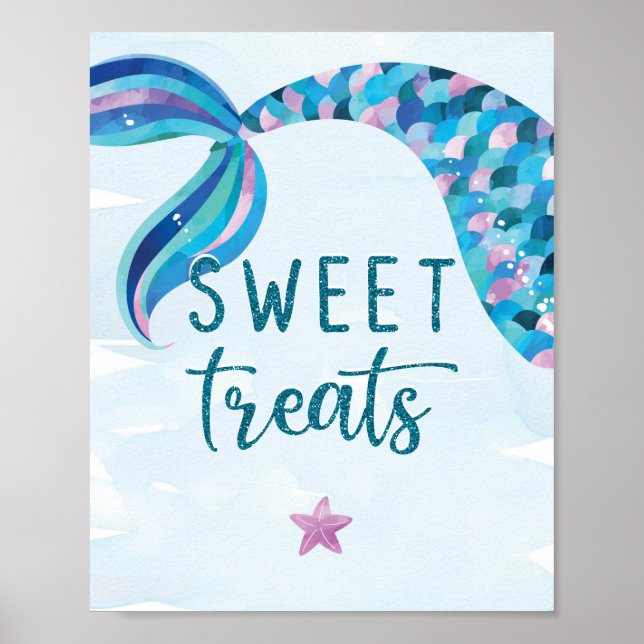 Poster Symbole Mermaid Anniversaire Soins sucrées (Devant)