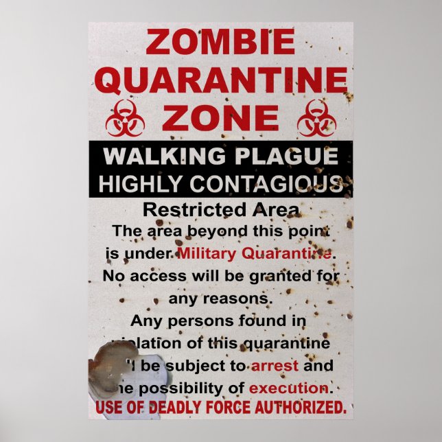 Poster SYMBOLE MILITAIRE DE quarantaine Zombie (Devant)