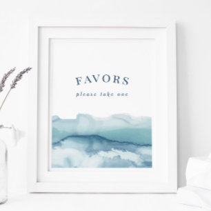 Poster Symbole moderne Blue Watercolor Ocean Favors