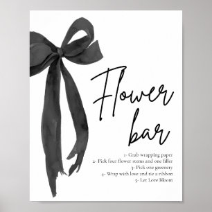 Poster Symbole moderne élégant noir chic barre de fleurs 