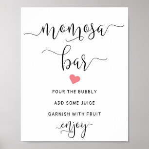 Poster SYMBOLE Momosa Pink Heart Baby shower Juice Bar