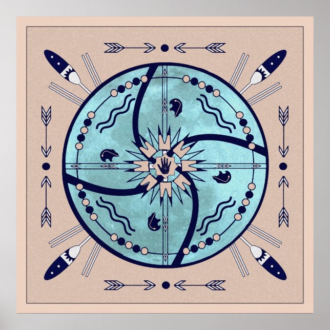 Poster Symbole natif de la lune de protection Mandala Pos (Devant)