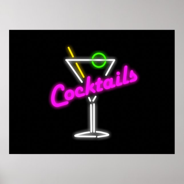 Poster Symbole Neon Cocktail (Devant)