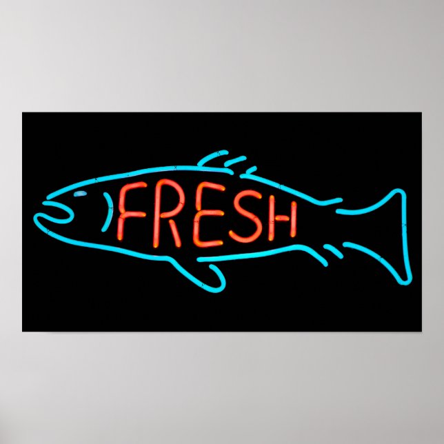 POSTER SYMBOLE NEON DU POISSON FRICE (Devant)